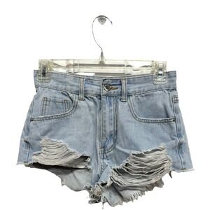 Shein short shorts denim jeans distressed size 26 stretch festival concert